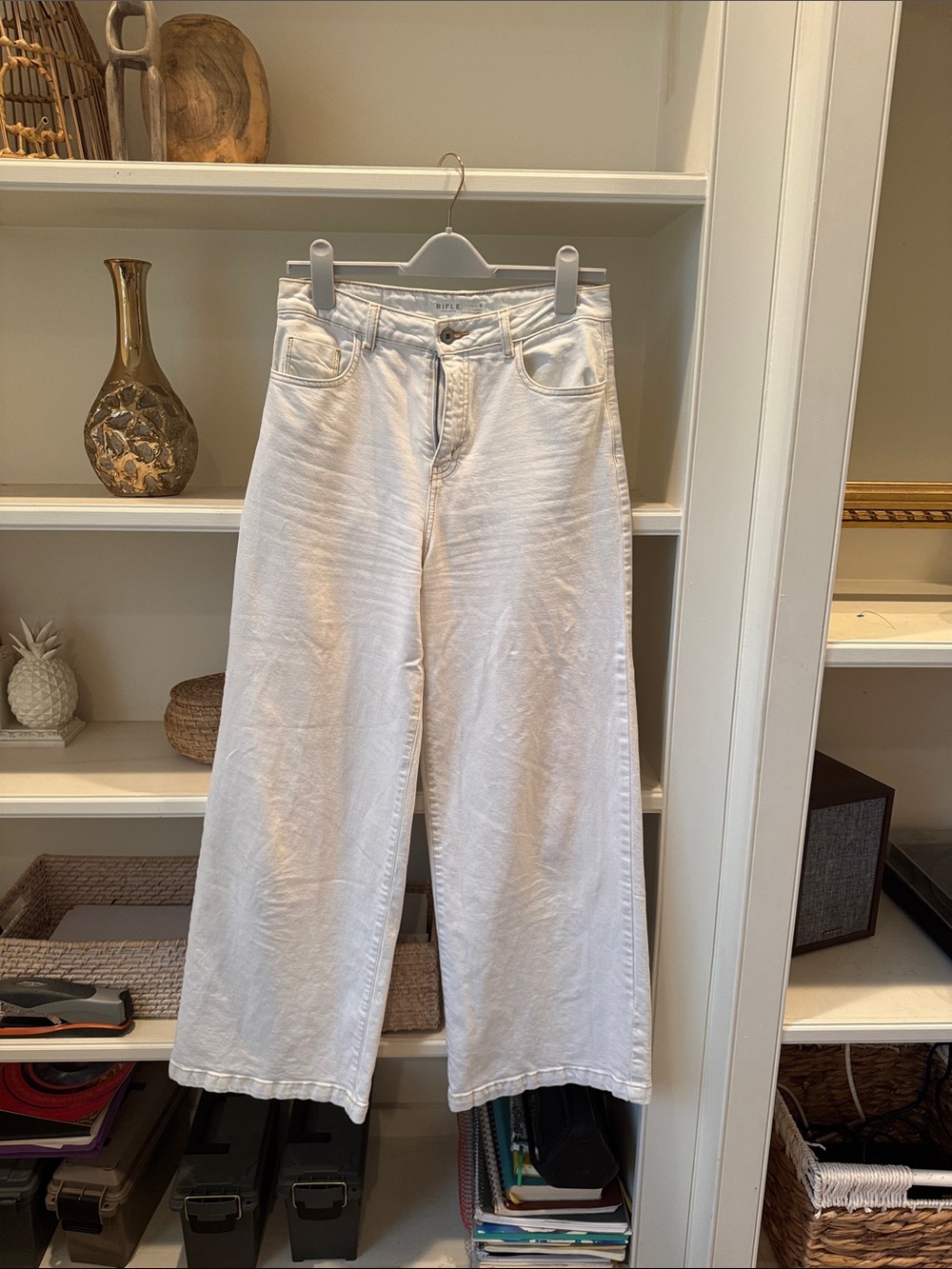 Wide-Leg High-Rise White Jeans